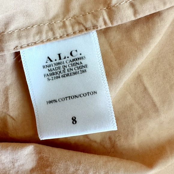 A.L.C. Harper Ruffle Sleeve Dress Peach Orange Mini Cotton Tiered A Line US 8 - Picture 7 of 11